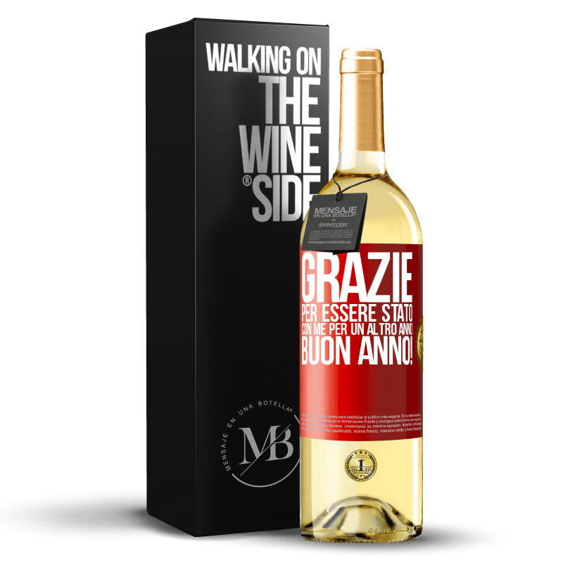 29,95 € Spedizione Gratuita | Vino bianco Edizione WHITE Grazie per essere stato con me per un altro anno. Buon anno! Etichetta Rossa. Etichetta personalizzabile Vino giovane Raccogliere 2025 Verdejo