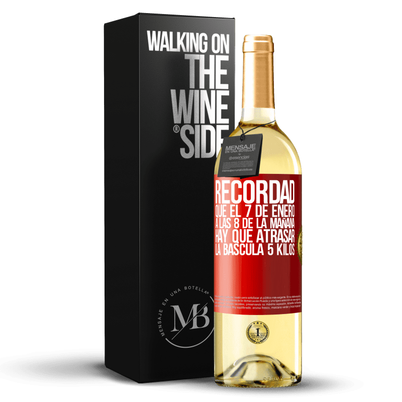 29,95 € Envoi gratuit | Vin blanc Édition WHITE Rappelez-vous que le 7 janvier à 8 heures du matin, vous devez retarder l'échelle de 5 kilos Étiquette Rouge. Étiquette personnalisable Vin jeune Récolte 2022 Verdejo