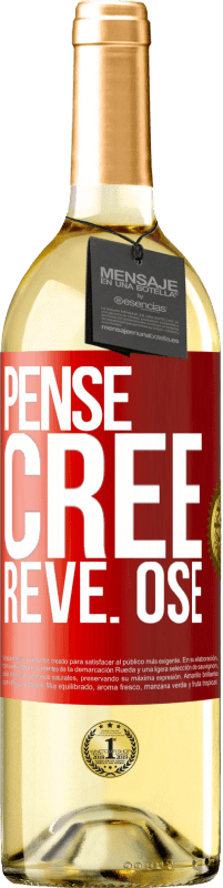 29,95 € Envoi gratuit | Vin blanc Édition WHITE Pensez Créer Rêve. Osez Étiquette Rouge. Étiquette personnalisable Vin jeune Récolte 2022 Verdejo