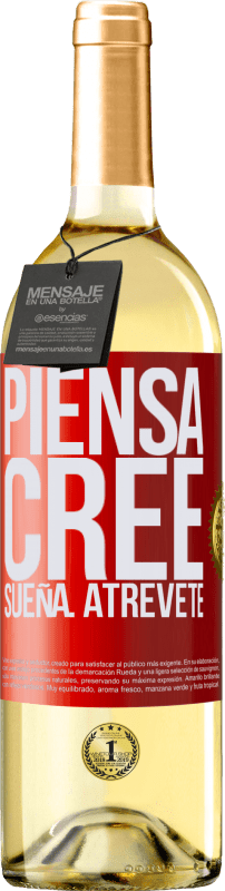 29,95 € Envío gratis | Vino Blanco Edición WHITE Piensa. Cree. Sueña. Atrévete Etiqueta Roja. Etiqueta personalizable Vino joven Cosecha 2024 Verdejo