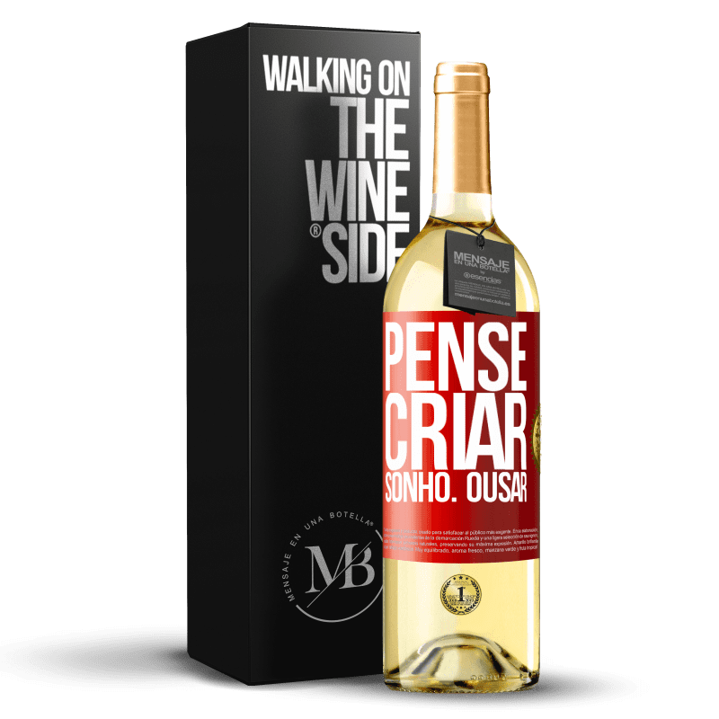 29,95 € Envio grátis | Vinho branco Edição WHITE Pense Criar Sonho. Ousar Etiqueta Vermelha. Etiqueta personalizável Vinho jovem Colheita 2024 Verdejo