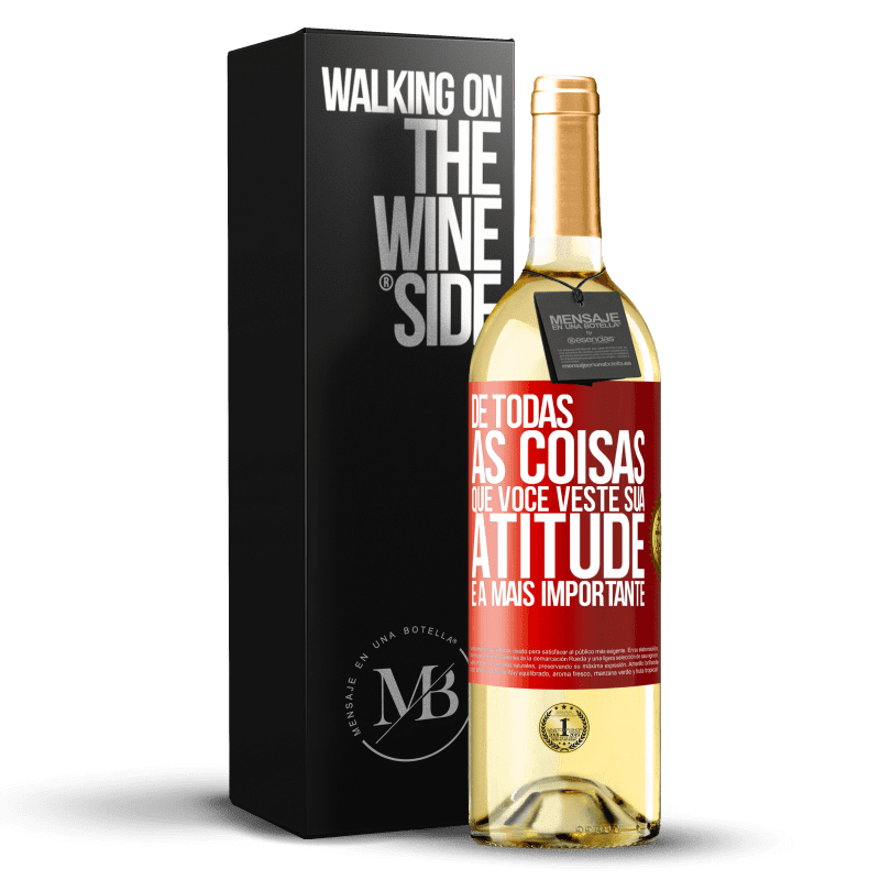 29,95 € Envio grátis | Vinho branco Edição WHITE De todas as coisas que você veste, sua atitude é a mais importante Etiqueta Vermelha. Etiqueta personalizável Vinho jovem Colheita 2025 Verdejo