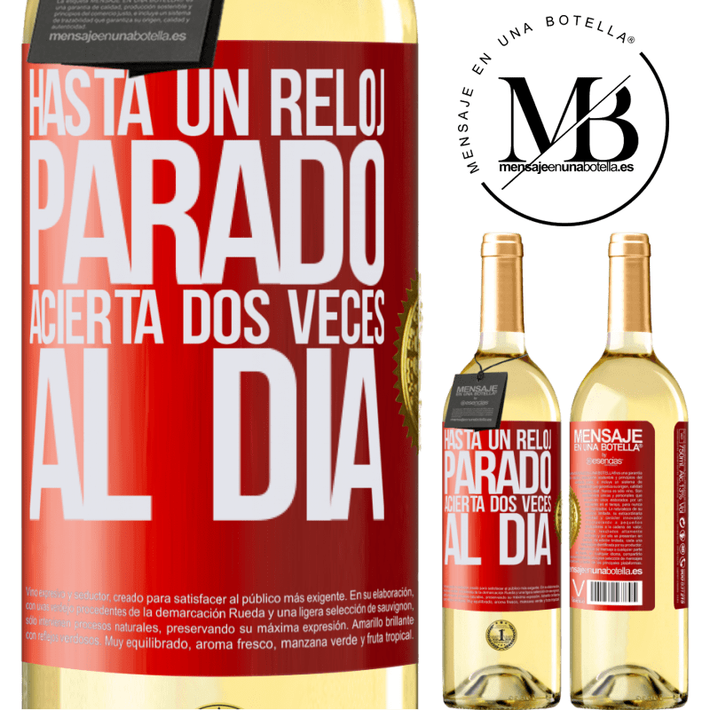 29,95 € Envío gratis | Vino Blanco Edición WHITE Hasta un reloj parado acierta dos veces al día Etiqueta Roja. Etiqueta personalizable Vino joven Cosecha 2023 Verdejo