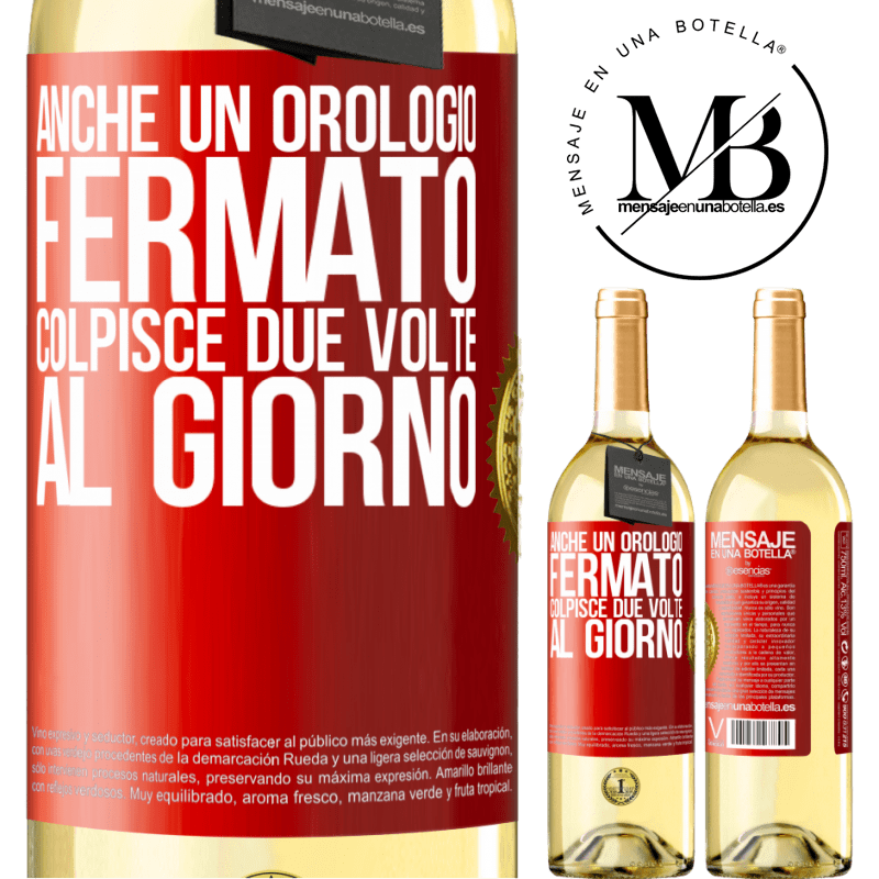 29,95 € Spedizione Gratuita | Vino bianco Edizione WHITE Anche un orologio fermato colpisce due volte al giorno Etichetta Rossa. Etichetta personalizzabile Vino giovane Raccogliere 2023 Verdejo