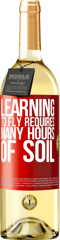29,95 € Free Shipping | White Wine WHITE Edition Learning to fly requires many hours of soil Red Label. Customizable label Young wine Harvest 2022 Verdejo