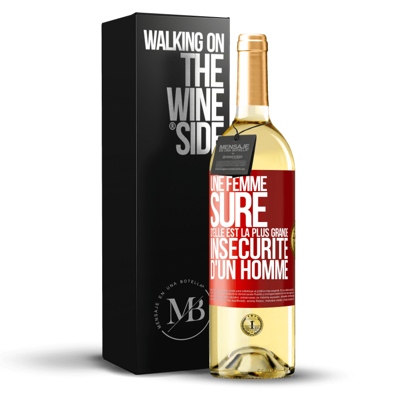 29,95 € Envoi gratuit | Vin blanc Édition WHITE Une femme sûre d'elle est la plus grande insécurité d'un homme Étiquette Rouge. Étiquette personnalisable Vin jeune Récolte 2024 Verdejo