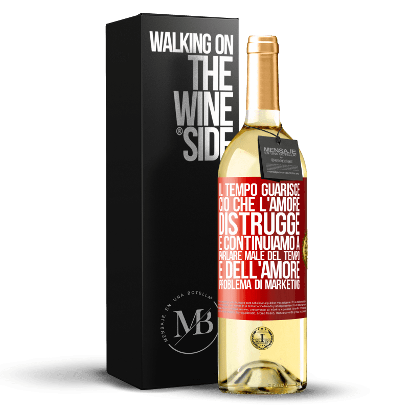 29,95 € Spedizione Gratuita | Vino bianco Edizione WHITE Il tempo guarisce ciò che l'amore distrugge. E continuiamo a parlare male del tempo e dell'amore. Problema di marketing Etichetta Rossa. Etichetta personalizzabile Vino giovane Raccogliere 2024 Verdejo