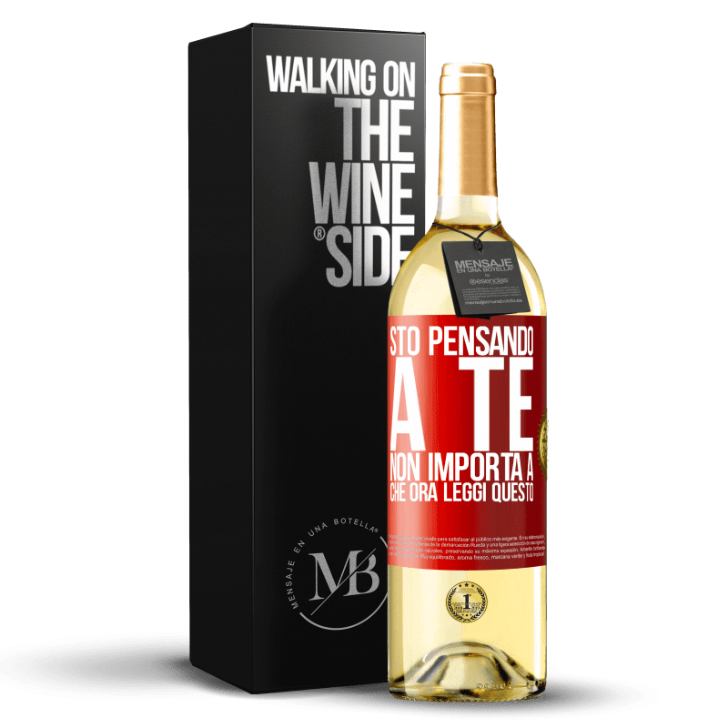 29,95 € Spedizione Gratuita | Vino bianco Edizione WHITE Sto pensando a te ... Non importa a che ora leggi questo Etichetta Rossa. Etichetta personalizzabile Vino giovane Raccogliere 2024 Verdejo