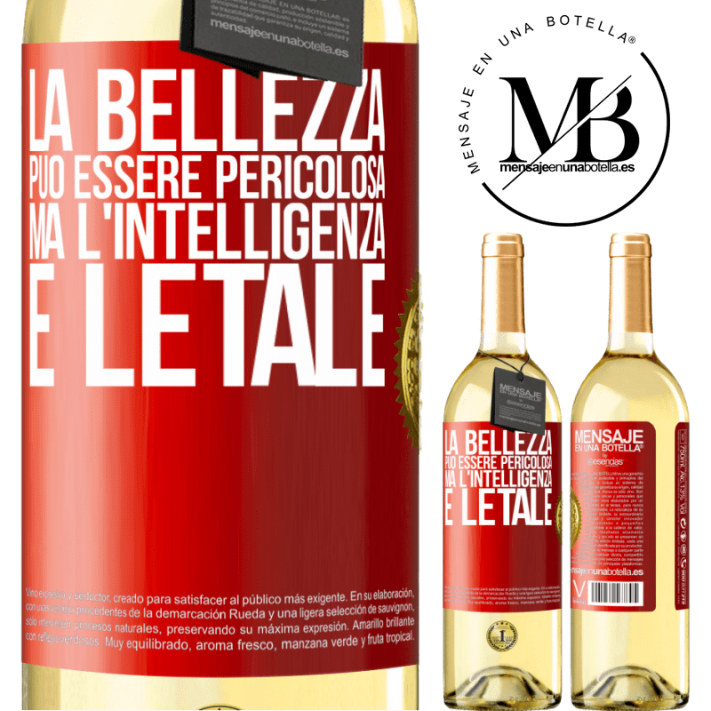 29,95 € Spedizione Gratuita | Vino bianco Edizione WHITE La bellezza può essere pericolosa, ma l'intelligenza è letale Etichetta Rossa. Etichetta personalizzabile Vino giovane Raccogliere 2024 Verdejo