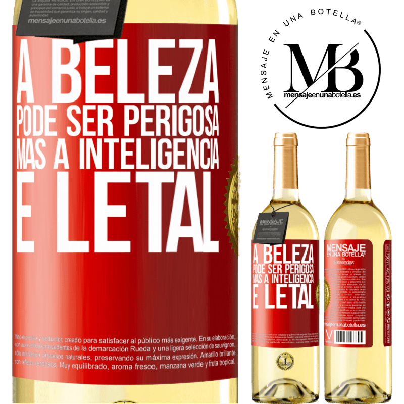 29,95 € Envio grátis | Vinho branco Edição WHITE A beleza pode ser perigosa, mas a inteligência é letal Etiqueta Vermelha. Etiqueta personalizável Vinho jovem Colheita 2024 Verdejo