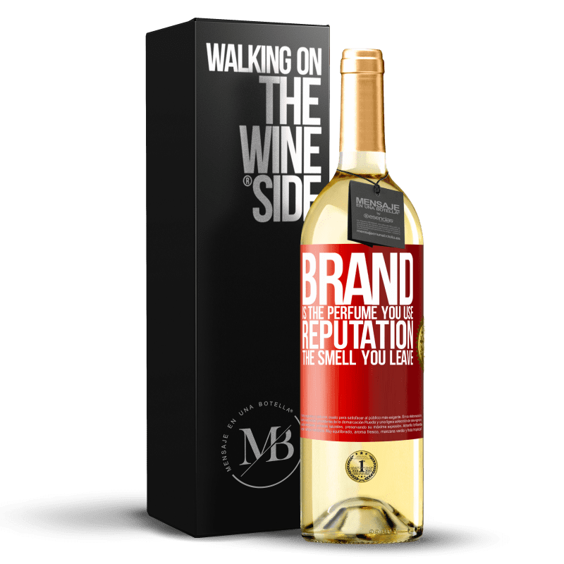 29,95 € 免费送货 | 白葡萄酒 WHITE版 品牌是您使用的香水。声誉，你留下的气味 红色标签. 可自定义的标签 青年酒 收成 2023 Verdejo