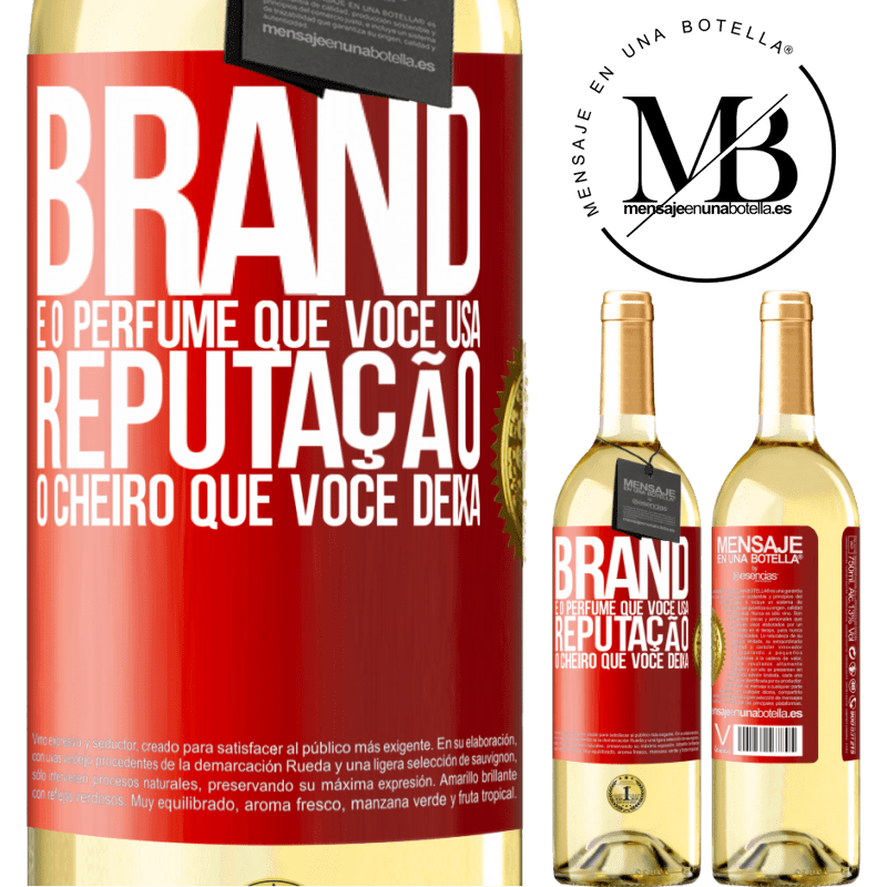 29,95 € Envio grátis | Vinho branco Edição WHITE Brand é o perfume que você usa. Reputação, o cheiro que você deixa Etiqueta Vermelha. Etiqueta personalizável Vinho jovem Colheita 2024 Verdejo