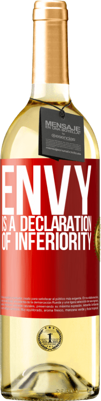 29,95 € Free Shipping | White Wine WHITE Edition Envy is a declaration of inferiority Red Label. Customizable label Young wine Harvest 2022 Verdejo