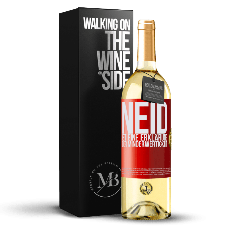 29,95 € Kostenloser Versand | Weißwein WHITE Ausgabe Neid ist eine Erklärung der Minderwertigkeit Rote Markierung. Anpassbares Etikett Junger Wein Ernte 2023 Verdejo