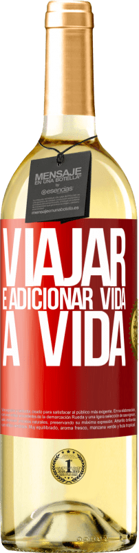 29,95 € | Vinho branco Edição WHITE Viajar é adicionar vida a vida Etiqueta Vermelha. Etiqueta personalizável Vinho jovem Colheita 2024 Verdejo