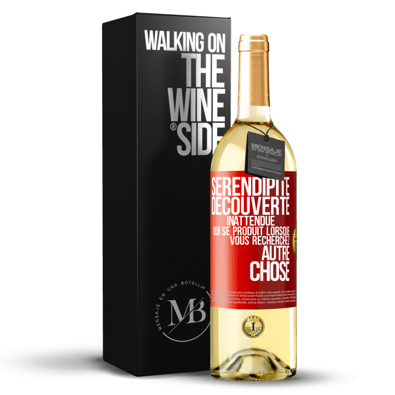 29,95 € Envoi gratuit | Vin blanc Édition WHITE Sérendipité. Découverte inattendue qui se produit lorsque vous recherchez autre chose Étiquette Rouge. Étiquette personnalisable Vin jeune Récolte 2024 Verdejo