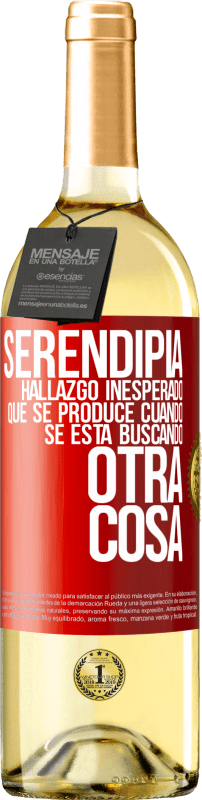 29,95 € | Vino Blanco Edición WHITE Serendipia. Hallazgo inesperado que se produce cuando se está buscando otra cosa Etiqueta Roja. Etiqueta personalizable Vino joven Cosecha 2024 Verdejo