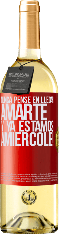 29,95 € | Vino Blanco Edición WHITE Nunca pensé en llegar Amarte. Y ya estamos Amiércole! Etiqueta Roja. Etiqueta personalizable Vino joven Cosecha 2024 Verdejo