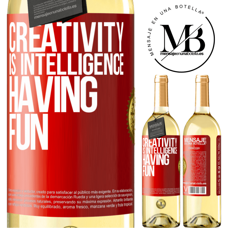 29,95 € Free Shipping | White Wine WHITE Edition Creativity is intelligence having fun Red Label. Customizable label Young wine Harvest 2023 Verdejo