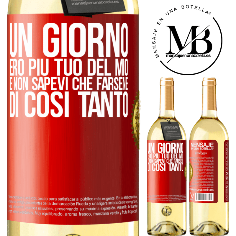 29,95 € Spedizione Gratuita | Vino bianco Edizione WHITE Un giorno ero più tuo del mio e non sapevi che farsene di così tanto Etichetta Rossa. Etichetta personalizzabile Vino giovane Raccogliere 2024 Verdejo