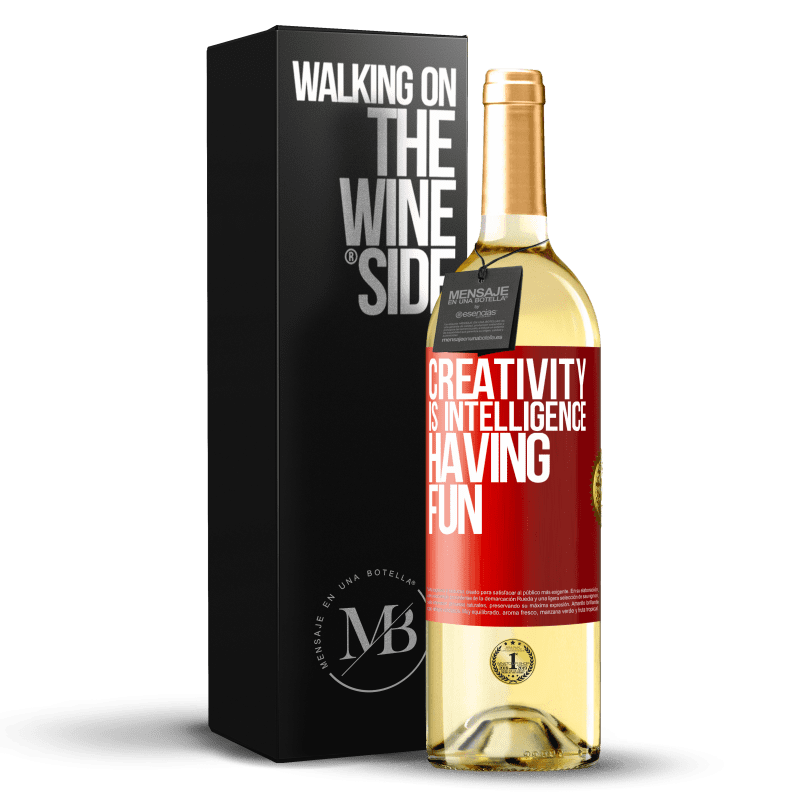 29,95 € Бесплатная доставка | Белое вино Издание WHITE Творчество - это ум, развлекающийся Красная метка. Настраиваемая этикетка Молодое вино Урожай 2023 Verdejo