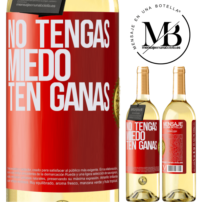 29,95 € Envío gratis | Vino Blanco Edición WHITE No tengas miedo, ten ganas Etiqueta Roja. Etiqueta personalizable Vino joven Cosecha 2023 Verdejo