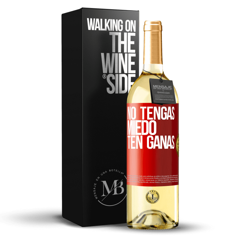 29,95 € Envío gratis | Vino Blanco Edición WHITE No tengas miedo, ten ganas Etiqueta Roja. Etiqueta personalizable Vino joven Cosecha 2023 Verdejo