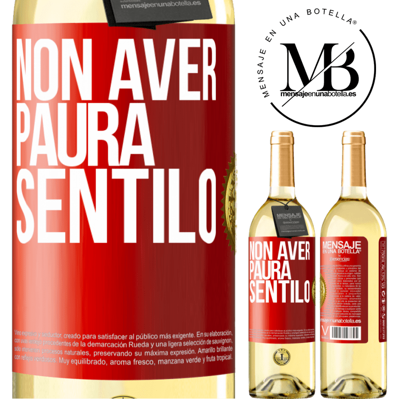 29,95 € Spedizione Gratuita | Vino bianco Edizione WHITE Non aver paura, sentilo Etichetta Rossa. Etichetta personalizzabile Vino giovane Raccogliere 2023 Verdejo