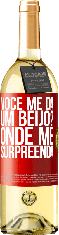 29,95 € | Vinho branco Edição WHITE você me dá um beijo? Onde Me surpreenda Etiqueta Vermelha. Etiqueta personalizável Vinho jovem Colheita 2024 Verdejo