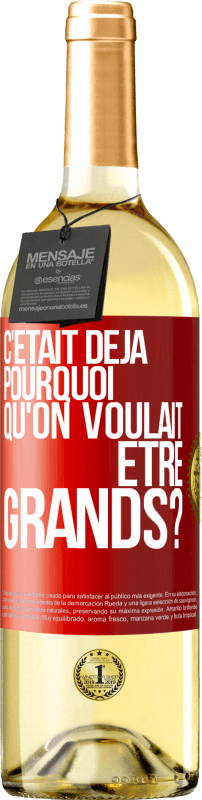 29,95 € | Vin blanc Édition WHITE C'était déjà pourquoi qu'on voulait être grands? Étiquette Rouge. Étiquette personnalisable Vin jeune Récolte 2024 Verdejo