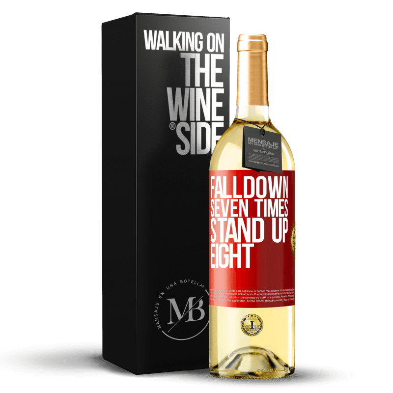 29,95 € Spedizione Gratuita | Vino bianco Edizione WHITE Falldown seven times. Stand up eight Etichetta Rossa. Etichetta personalizzabile Vino giovane Raccogliere 2025 Verdejo