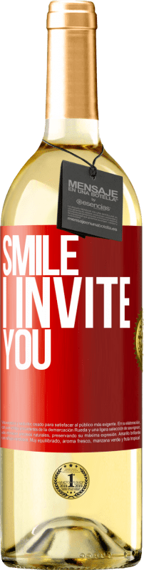 29,95 € Free Shipping | White Wine WHITE Edition Smile I invite you Red Label. Customizable label Young wine Harvest 2022 Verdejo
