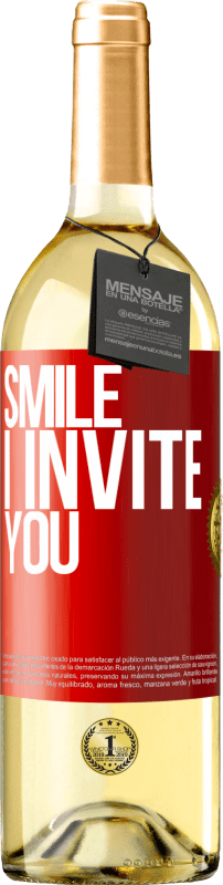 Free Shipping | White Wine WHITE Edition Smile I invite you Red Label. Customizable label Young wine Harvest 2023 Verdejo