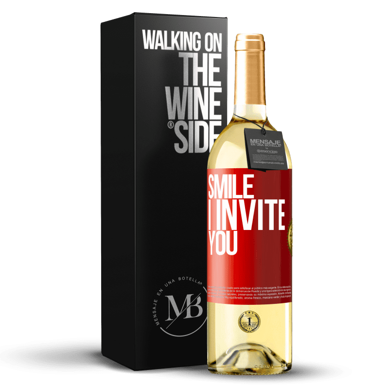 29,95 € Free Shipping | White Wine WHITE Edition Smile I invite you Red Label. Customizable label Young wine Harvest 2022 Verdejo