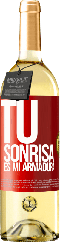 29,95 € Envío gratis | Vino Blanco Edición WHITE Tu sonrisa es mi armadura Etiqueta Roja. Etiqueta personalizable Vino joven Cosecha 2025 Verdejo