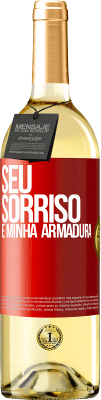 29,95 € | Vinho branco Edição WHITE Seu sorriso é minha armadura Etiqueta Vermelha. Etiqueta personalizável Vinho jovem Colheita 2024 Verdejo