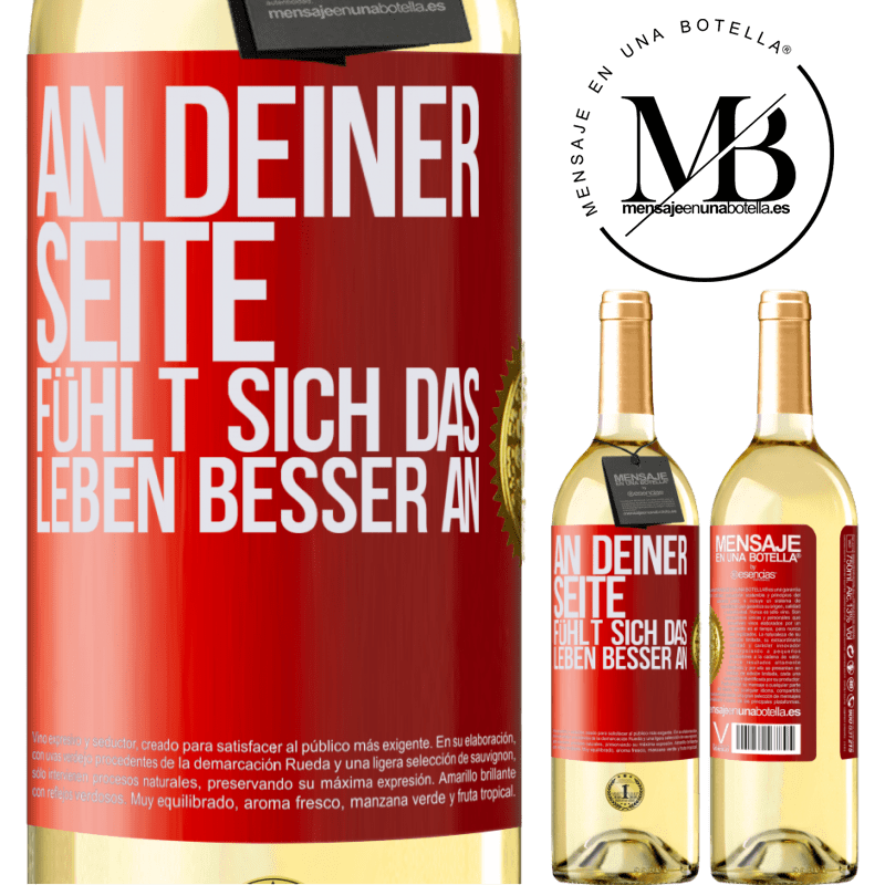 29,95 € Kostenloser Versand | Weißwein WHITE Ausgabe An deiner Seite fühlt sich das Leben besser an Rote Markierung. Anpassbares Etikett Junger Wein Ernte 2024 Verdejo