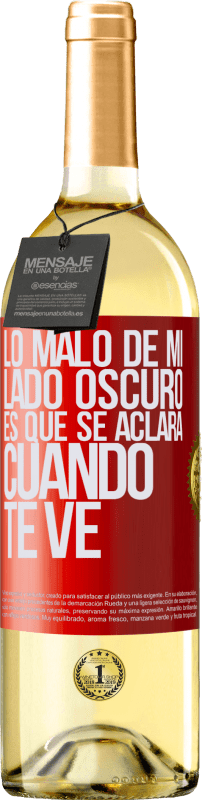 29,95 € | Vino Blanco Edición WHITE Lo malo de mi lado oscuro es que se aclara cuando te ve Etiqueta Roja. Etiqueta personalizable Vino joven Cosecha 2024 Verdejo