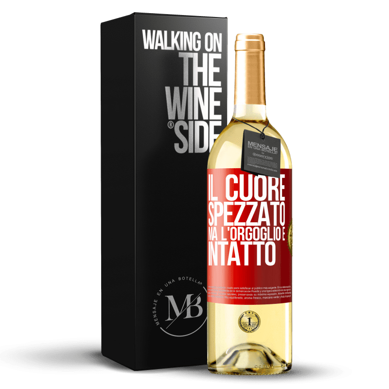 29,95 € Spedizione Gratuita | Vino bianco Edizione WHITE Il cuore spezzato Ma l'orgoglio è intatto Etichetta Rossa. Etichetta personalizzabile Vino giovane Raccogliere 2024 Verdejo