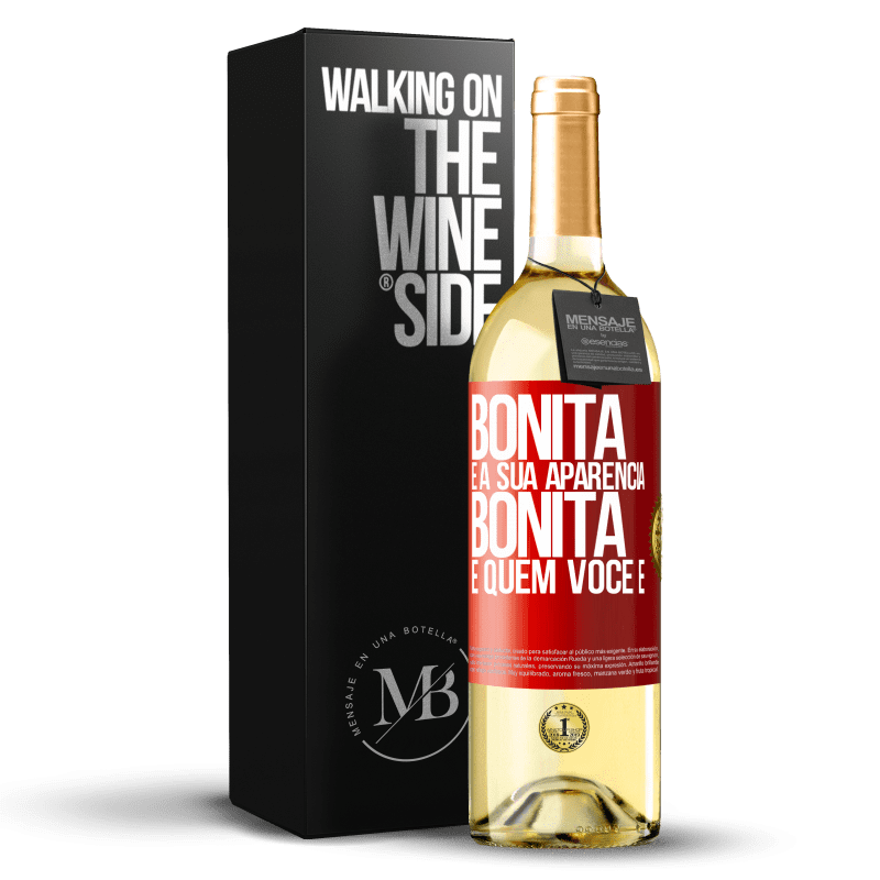 29,95 € Envio grátis | Vinho branco Edição WHITE Bonita é a sua aparência, bonita é quem você é Etiqueta Vermelha. Etiqueta personalizável Vinho jovem Colheita 2024 Verdejo