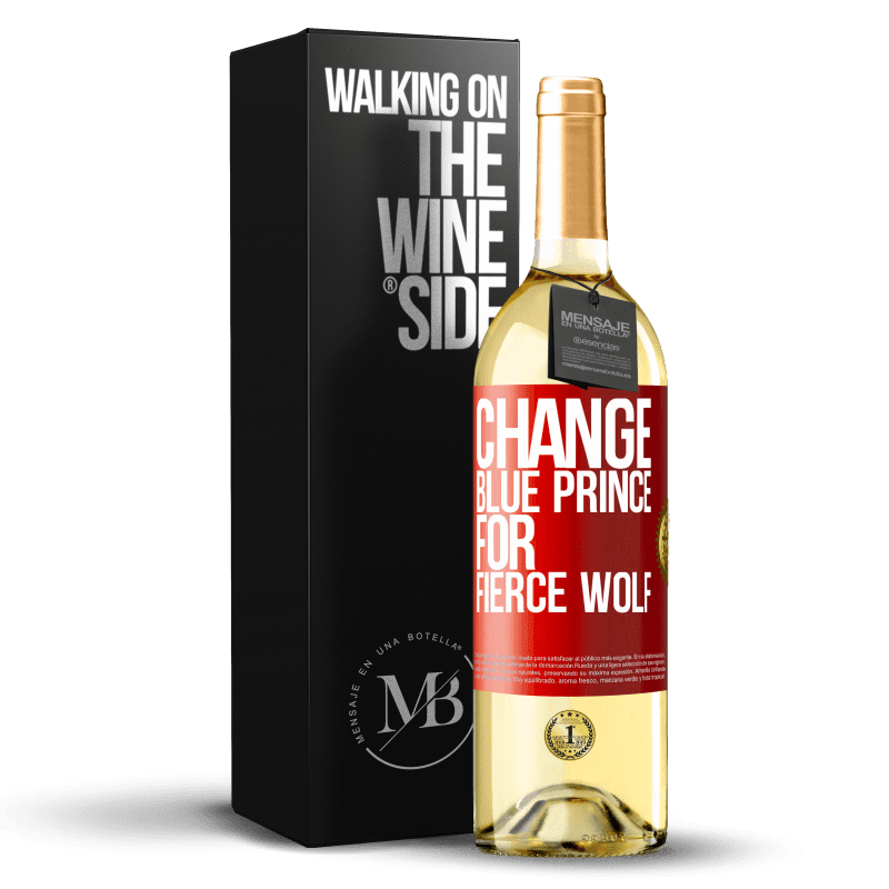 29,95 € 送料無料 | 白ワイン WHITEエディション ブループリンスを激しいオオカミに変えて 赤いタグ. カスタマイズ可能なラベル 若いワイン 収穫 2023 Verdejo
