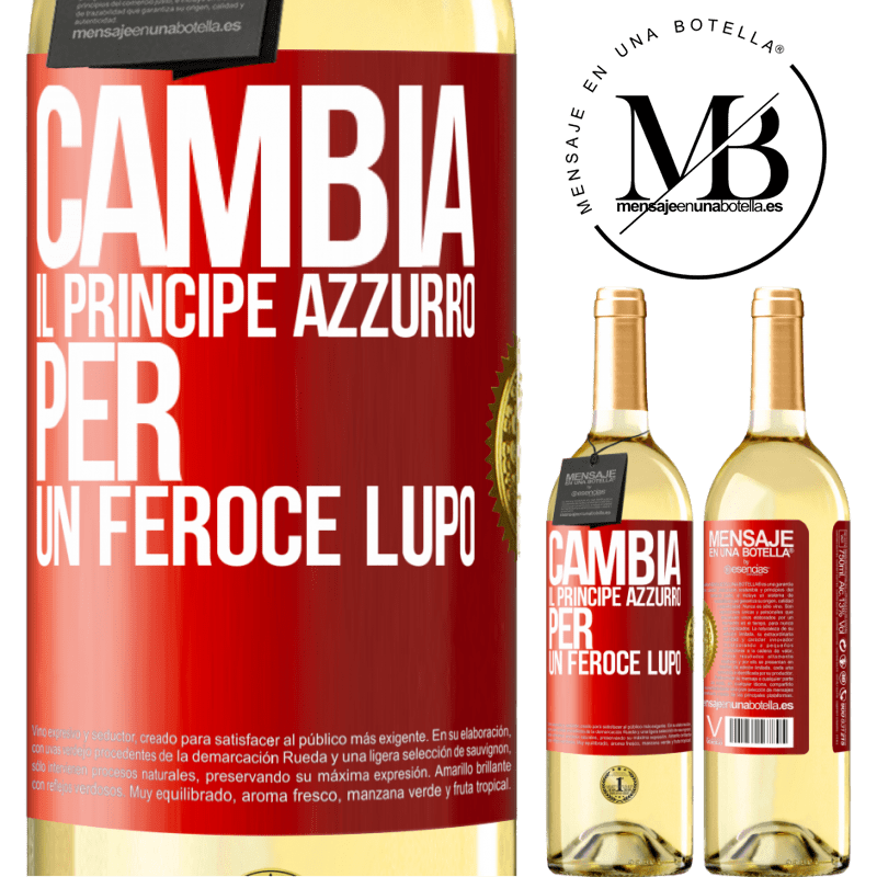 29,95 € Spedizione Gratuita | Vino bianco Edizione WHITE Cambia il principe azzurro per un feroce lupo Etichetta Rossa. Etichetta personalizzabile Vino giovane Raccogliere 2025 Verdejo