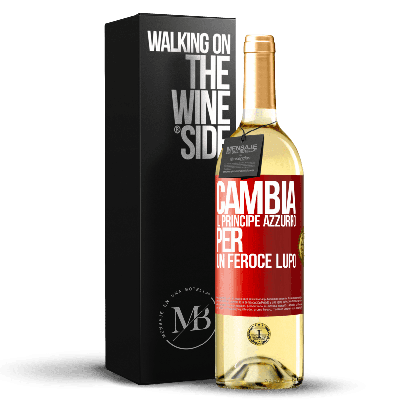 29,95 € Spedizione Gratuita | Vino bianco Edizione WHITE Cambia il principe azzurro per un feroce lupo Etichetta Rossa. Etichetta personalizzabile Vino giovane Raccogliere 2024 Verdejo