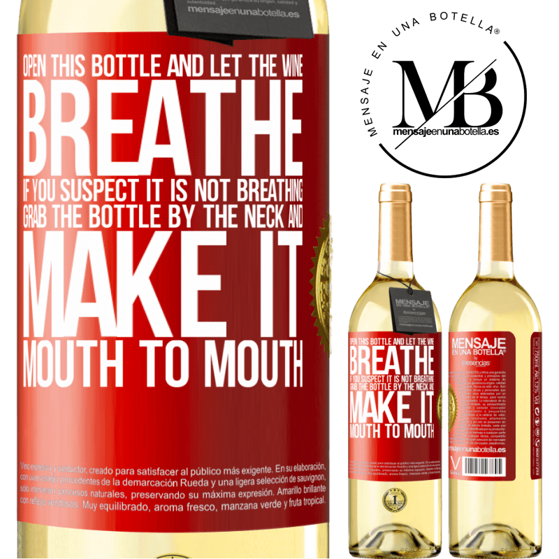 29,95 € Free Shipping | White Wine WHITE Edition Open this bottle and let the wine breathe. If you suspect you are not breathing, grab the bottle by the neck and make it Red Label. Customizable label Young wine Harvest 2023 Verdejo