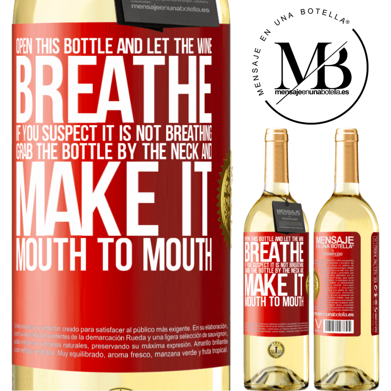 29,95 € Free Shipping | White Wine WHITE Edition Open this bottle and let the wine breathe. If you suspect you are not breathing, grab the bottle by the neck and make it Red Label. Customizable label Young wine Harvest 2025 Verdejo