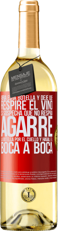29,95 € | Vino Blanco Edición WHITE Abra esta botella y deje que respire el vino. Si sospecha que no respira, agarre la botella por el cuello y hágale el boca a Etiqueta Roja. Etiqueta personalizable Vino joven Cosecha 2023 Verdejo