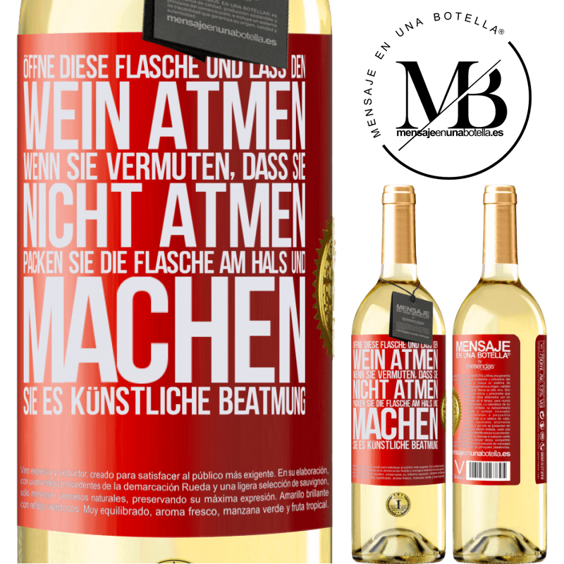 29,95 € Kostenloser Versand | Weißwein WHITE Ausgabe Öffnen Sie diese Flasche und lassen Sie den Wein atmen. Wenn Sie vermuten, dass er nicht atmet, packen Sie die Flasche am Hals u Rote Markierung. Anpassbares Etikett Junger Wein Ernte 2023 Verdejo