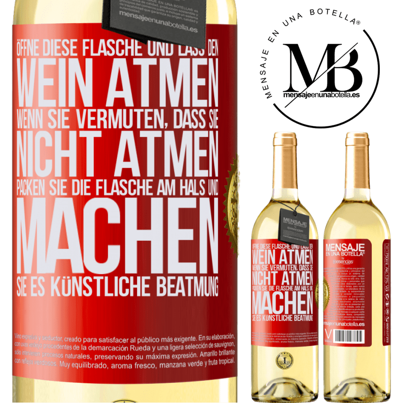 29,95 € Kostenloser Versand | Weißwein WHITE Ausgabe Öffnen Sie diese Flasche und lassen Sie den Wein atmen. Wenn Sie vermuten, dass er nicht atmet, packen Sie die Flasche am Hals u Rote Markierung. Anpassbares Etikett Junger Wein Ernte 2025 Verdejo