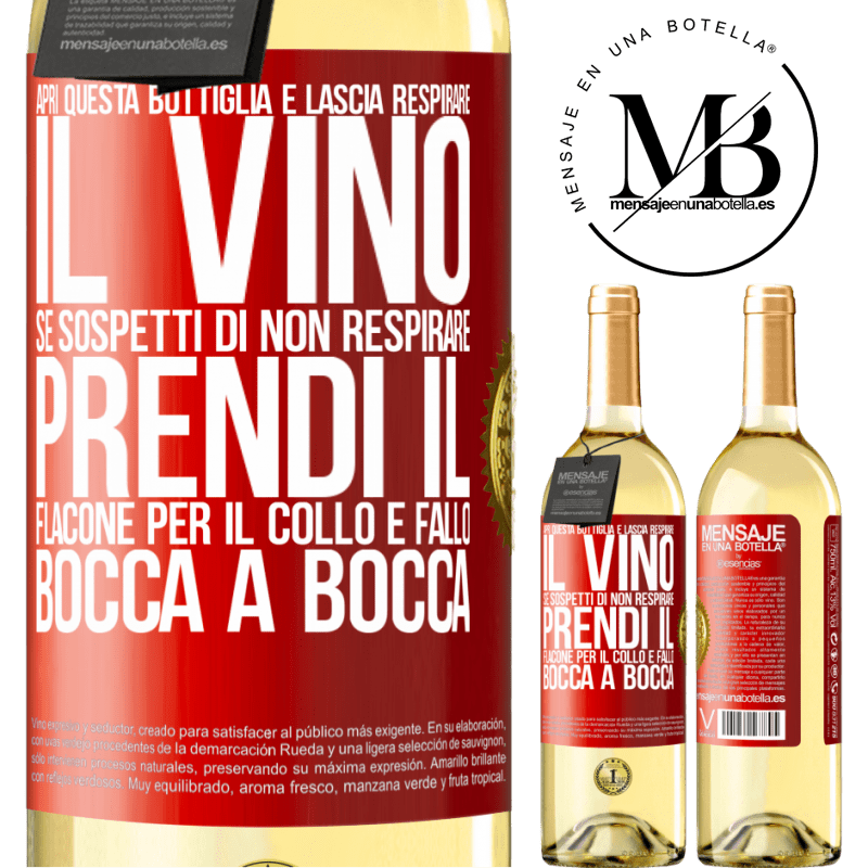 29,95 € Spedizione Gratuita | Vino bianco Edizione WHITE Apri questa bottiglia e lascia respirare il vino. Se sospetti di non respirare, prendi il flacone per il collo e fallo bocca Etichetta Rossa. Etichetta personalizzabile Vino giovane Raccogliere 2025 Verdejo