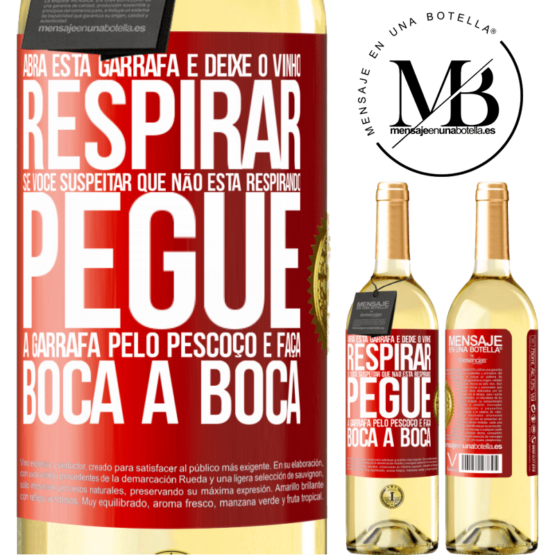 29,95 € Envio grátis | Vinho branco Edição WHITE Abra esta garrafa e deixe o vinho respirar. Se você suspeitar que não está respirando, pegue a garrafa pelo pescoço e faça Etiqueta Vermelha. Etiqueta personalizável Vinho jovem Colheita 2023 Verdejo